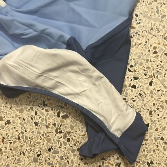 Summersalt Sidestroke blue white color block one piece swim suit 8 - Picture 5 of 8